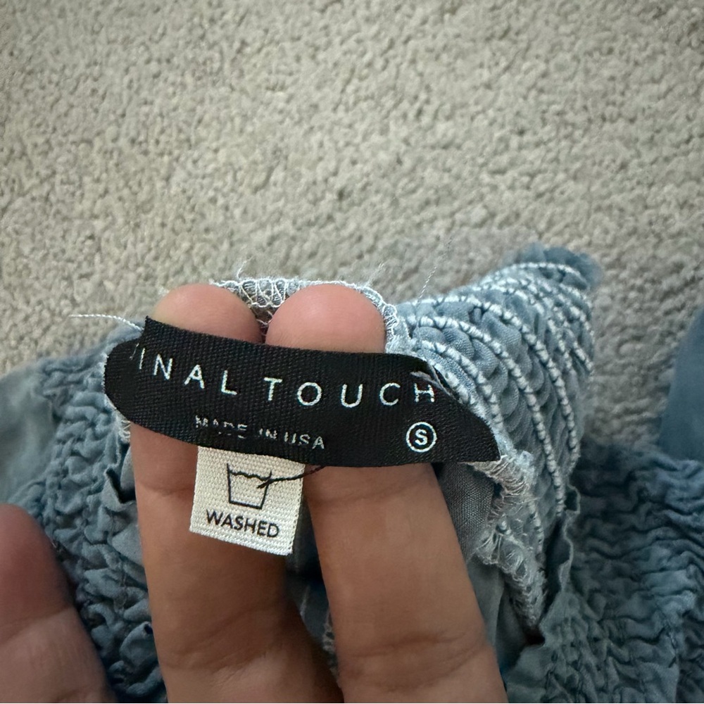 Final Touch Blue Tie-Dye Wide Leg Palazzo Pants Smocked Waist Boho Small USA - Picture 6 of 9